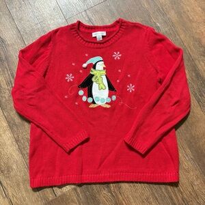 Christmas winter knit penguin embroidered sweater